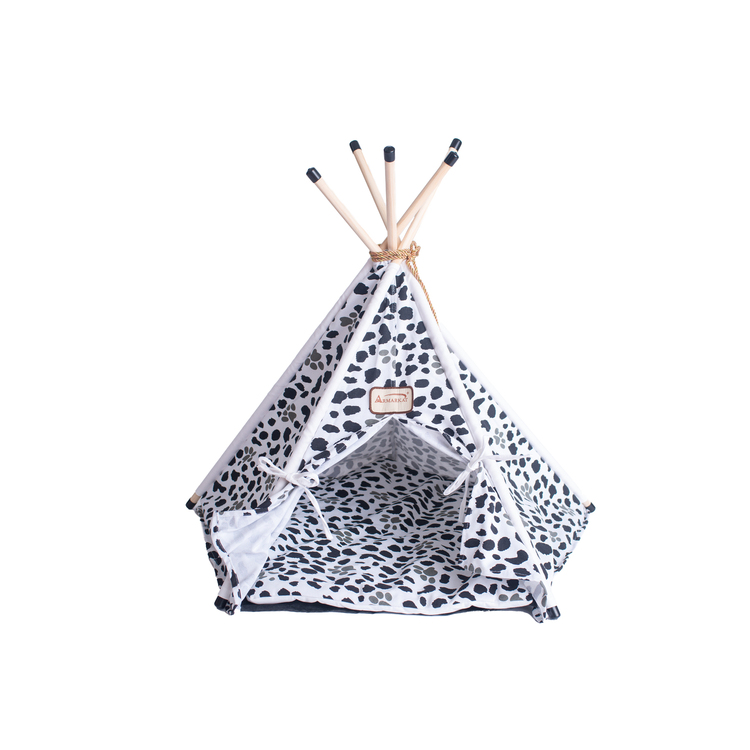 Armarkat Cat Teepee Bed - Canvas Tent with Paw Prints image - 1