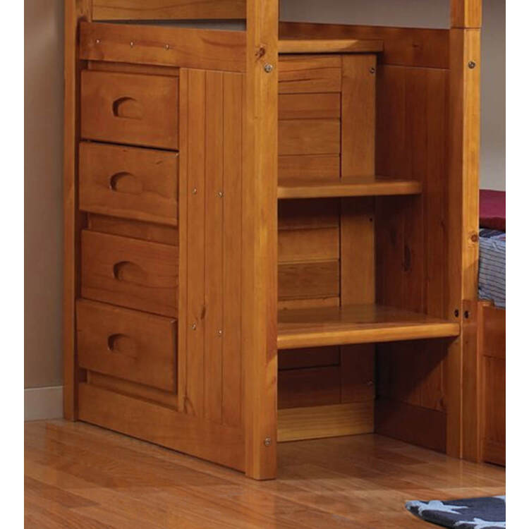 American Furniture Classics Model 2114-TFH, Solid Pine Mission Staircase Twin over Full with Seven Drawers in Honey image - 1