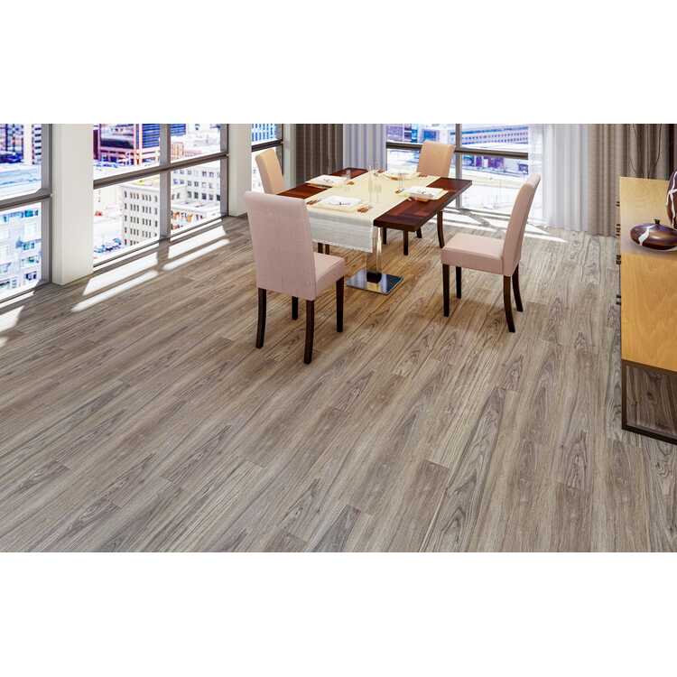 East West Furniture CA-47EC13 Capitola SPC Vinyl Flooring - 4mm x 7 in x 48 in with 20mil Wear Layer and I4F Click Locking EVA Backing Floor Planks, 30 sqft/Case, Dark Onyx image - 1
