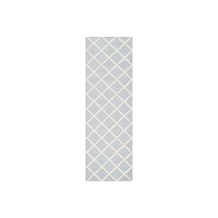 Light Blue/Ivory HShape Runner Rug 12x27 image - 1