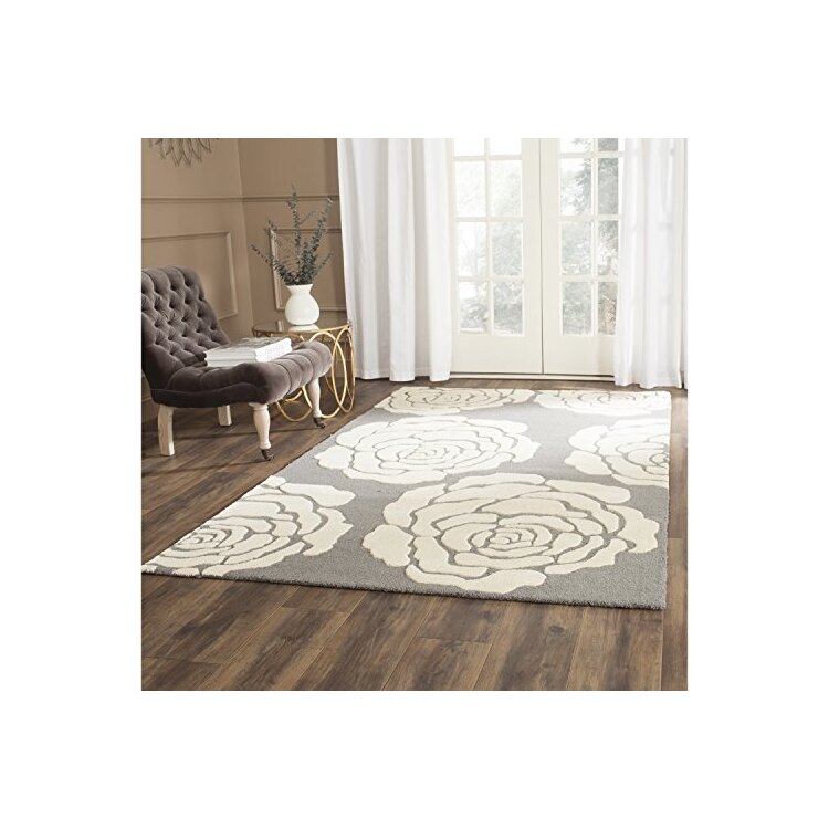 Dark Grey & Ivory Contemporary Wool Rug 9x6 Medium Rectangle - Safavieh image - 1