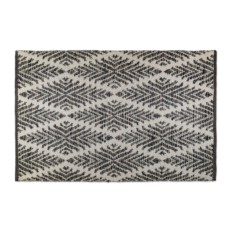 Gray Handloomed Cotton Woven Rug 4x6-FT Rectangle - Design Imports image - 1