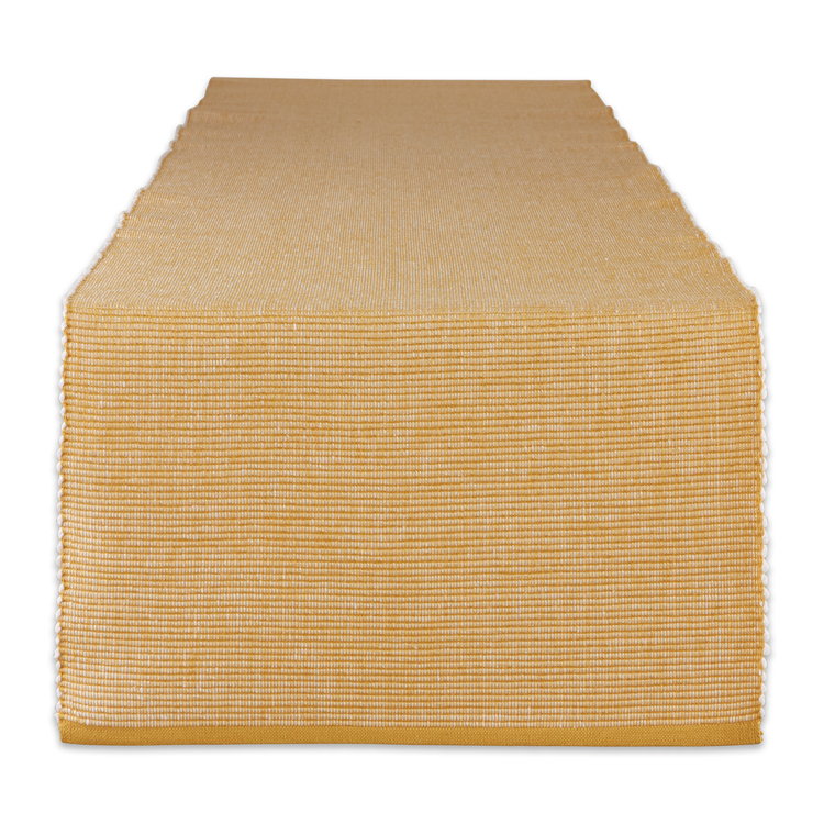 Honey Gold/White 2-Tone Ribbed Table Runner 13X108 - Thumbnail 4