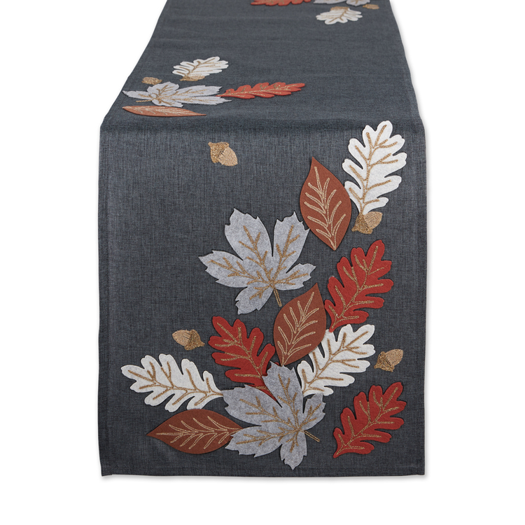 DII Autumn Leaves Embroidered Table Runner 14x70 image - 1