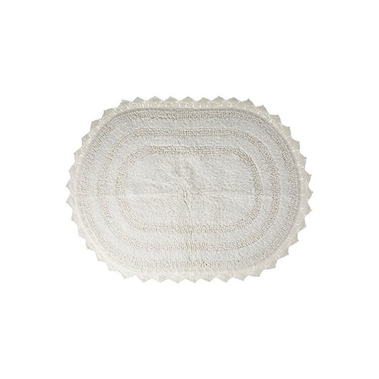 White Cotton Oval Bath Mat 21x34 Inches - Design Imports image - 1