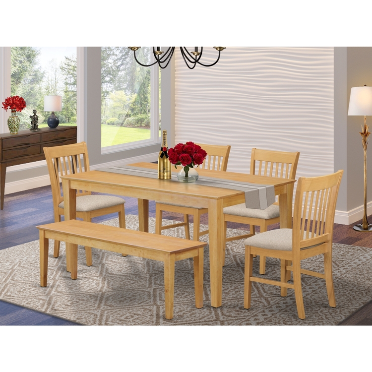 Dining Table Set with 4 Chairs & Bench - 36x60 Inch image - 1
