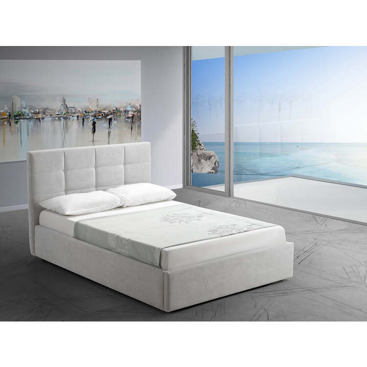 Casabianca Home Mario twin storage bed in gray velvet fabric. image - 1