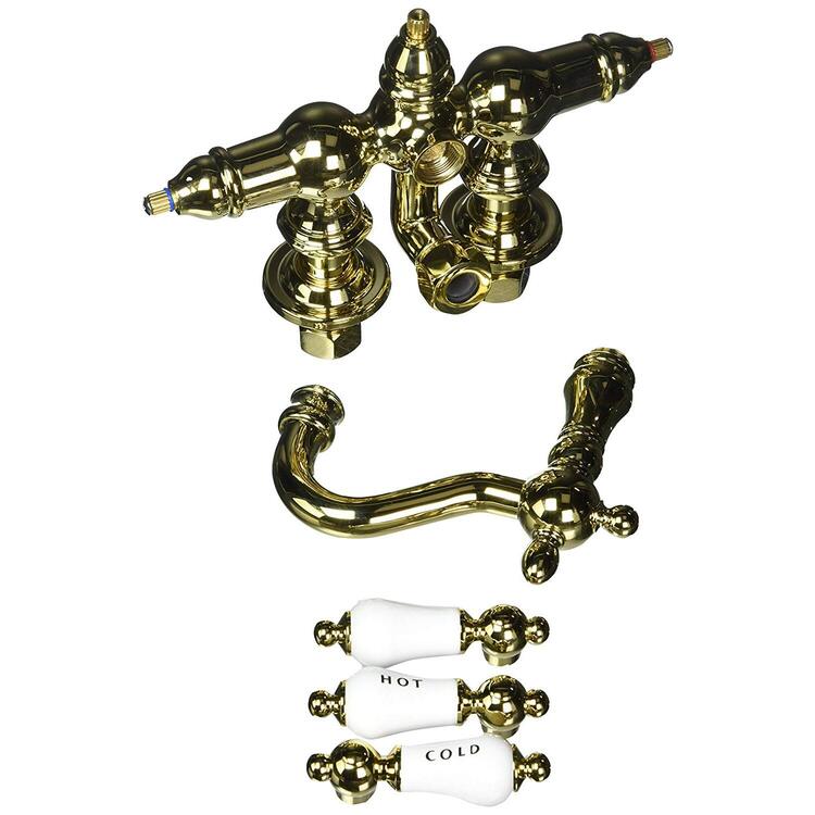 Wall Mount Clawfoot Tub Filler 3 - 3/8 Center Spout Polished Brass - Kingston Brass image - 1