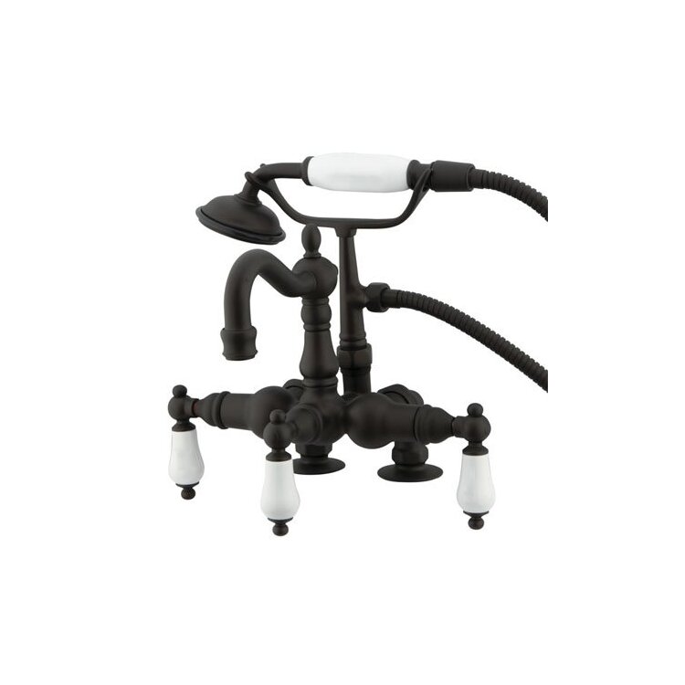 Kingston Brass Vintage 3-3/8" Deck Mount Clawfoot Tub Filler with Hand Shower image - 1