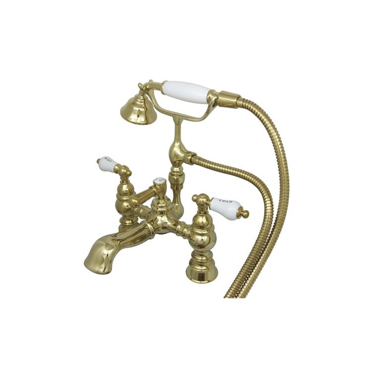 Kingston Brass Vintage 7" Deck Mount Clawfoot Tub Filler with Hand Shower image - 1