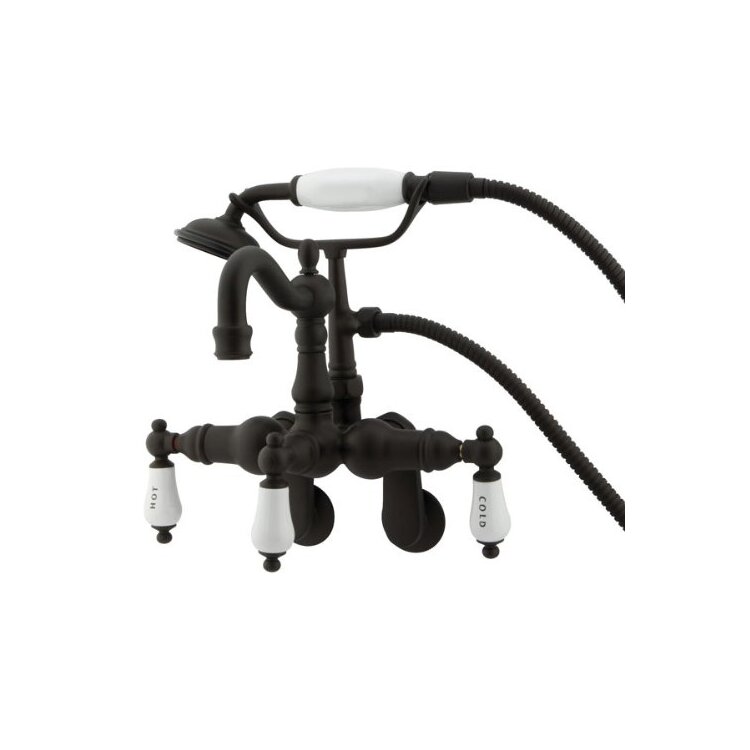 Adjustable Clawfoot Tub Filler Oil Rubbed Bronze Brass Wall Mount - Kingston Brass image - 1