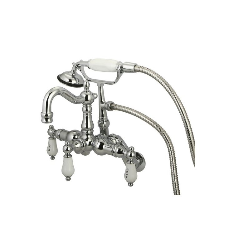 Adjustable Wall Mount Clawfoot Tub Filler with Hand Shower Brass Faucet - Kingston Brass image - 1