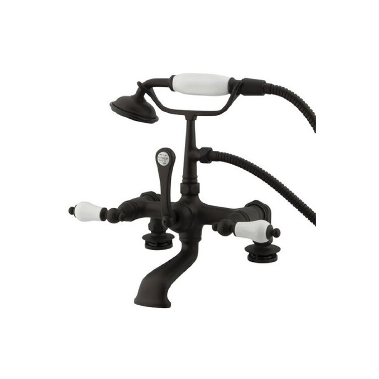 Kingston Brass Vintage 7" Deck Mount Clawfoot Tub Filler with Hand Shower image - 1