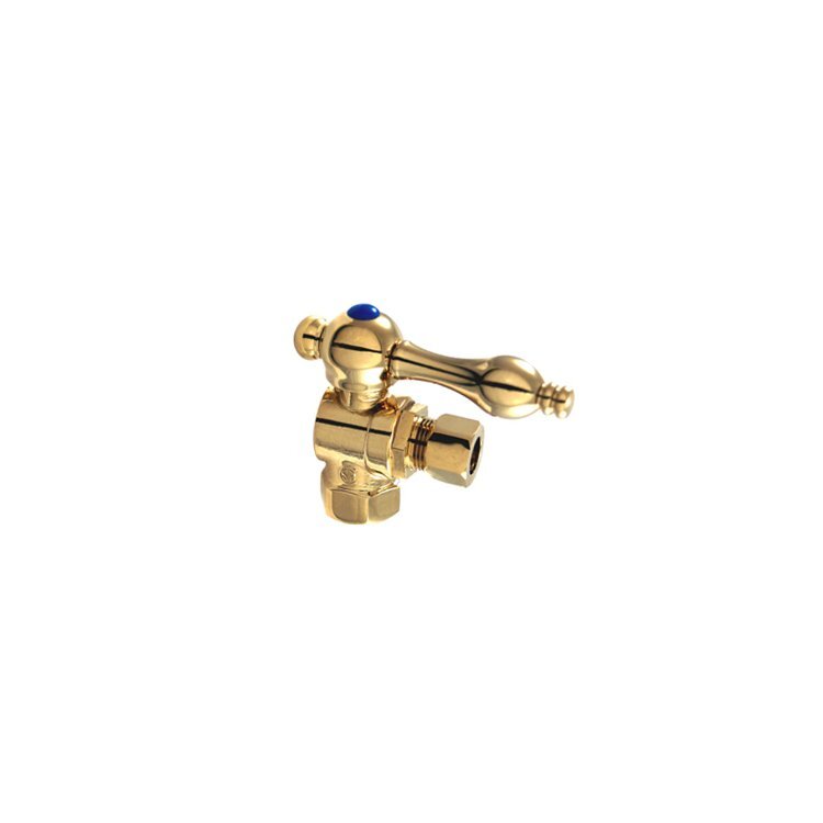 Vintage Brass Angle Stop Valve 3/8 IPS x 1/4 Turn Ball Valve - Kingston Brass image - 1