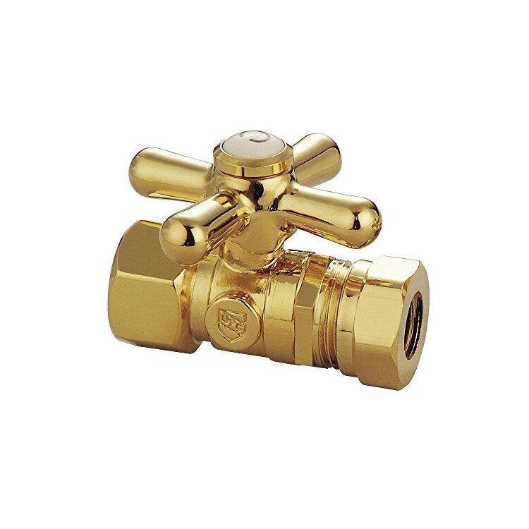 Straight Stop Valve 1/2 IPS x 7/16 Slip Joint Brass Finish - Kingston Brass image - 1