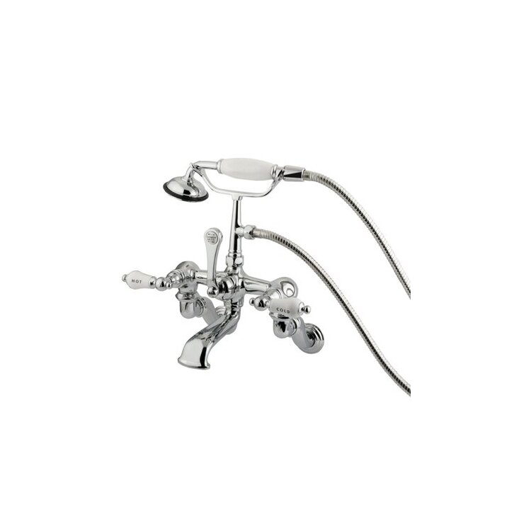 Kingston Brass Vintage Adjustable 3-3/8" - 10" Center Wall Mount Clawfoot Tub Filler with Hand Shower image - 1