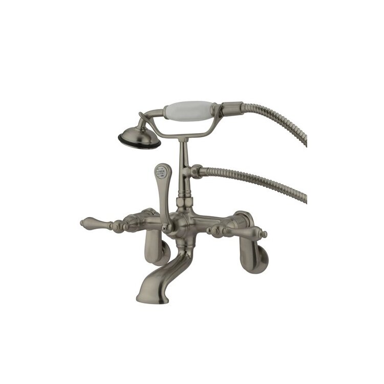 Kingston Brass Vintage Adjustable 3-3/8" - 10" Centers Wall Mount Clawfoot Tub Filler with Hand Shower image - 1