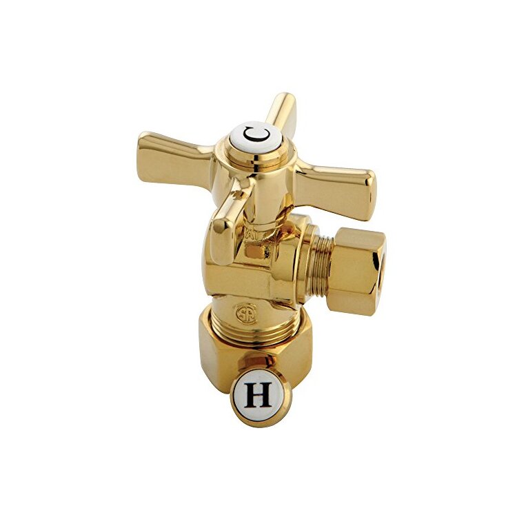 Kingston Brass Millennium 5/8" OD Compression X 3/8" OD Compression Angle Valve, Polished Brass image - 1