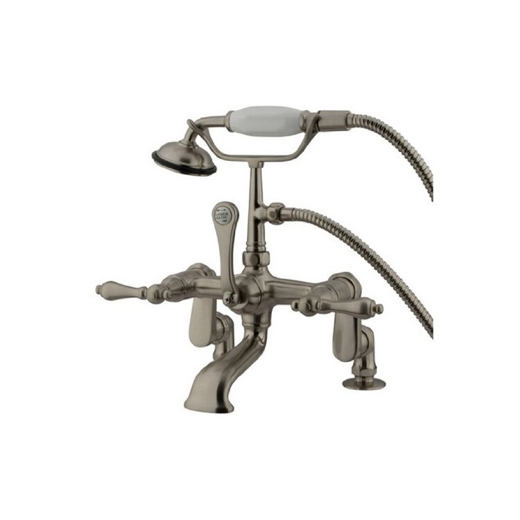 Clawfoot Tub Filler Deck Mount Brushed Nickel Hand Shower Faucet - Kingston Brass image - 1
