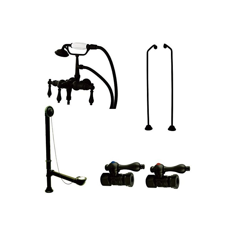 Vintage Oil Rubbed Bronze Wall Mount Clawfoot Tub Faucet Package - Kingston Brass image - 1