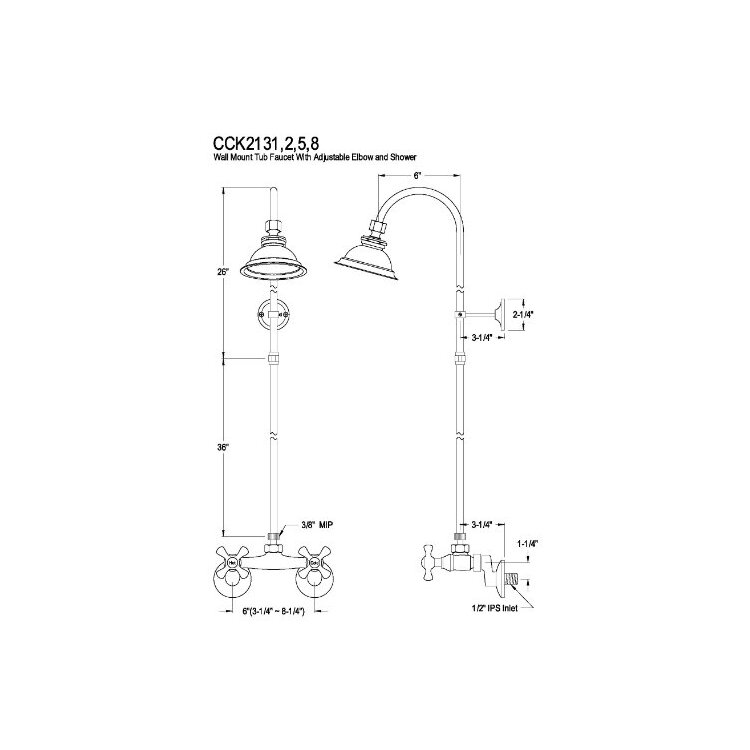 Vintage Wall Mount Shower Package Oil Rubbed Bronze Brass - Kingston Brass image - 1