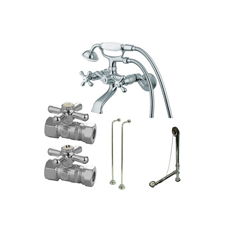 Wall Mount Clawfoot Tub Faucet Package in Polished Chrome - Kingston Brass image - 1