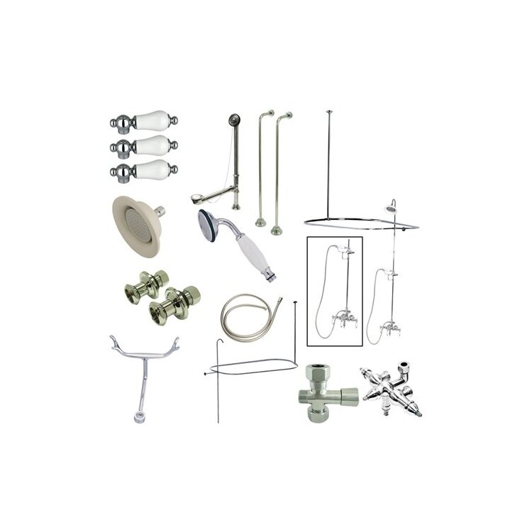 Vintage Wall Mount Clawfoot Tub Faucet Package Polished Chrome - Kingston Brass image - 1