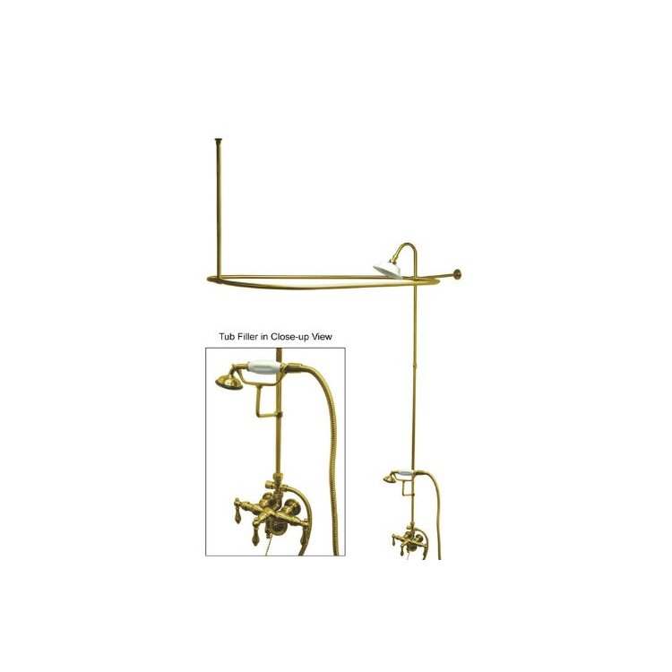 Vintage Brass Clawfoot Tub Faucet Package with Lever Handles & Supply Lines - Kingston Brass image - 1
