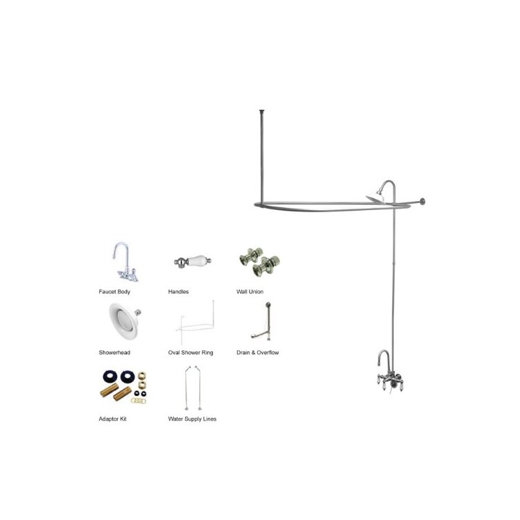 Clawfoot Tub Package with High Rise Goose Neck Faucet and Shower Accessories - Kingston Brass image - 1