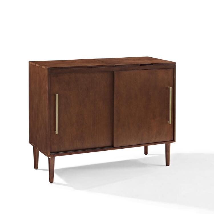 Mid Century Media Console Storage for Vinyl Records and Turntable ACORN Finish - Crosley image - 1
