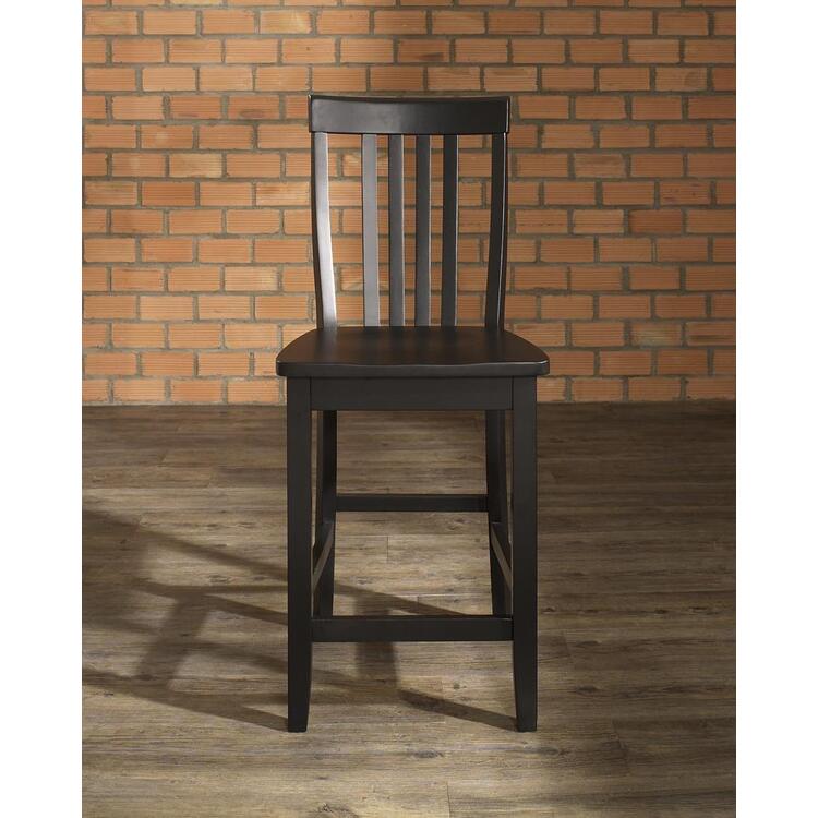 Crosley School House Bar Stool In Vintage Mahogany Finish With 24" Seat Height (Set Of Two) image - 1
