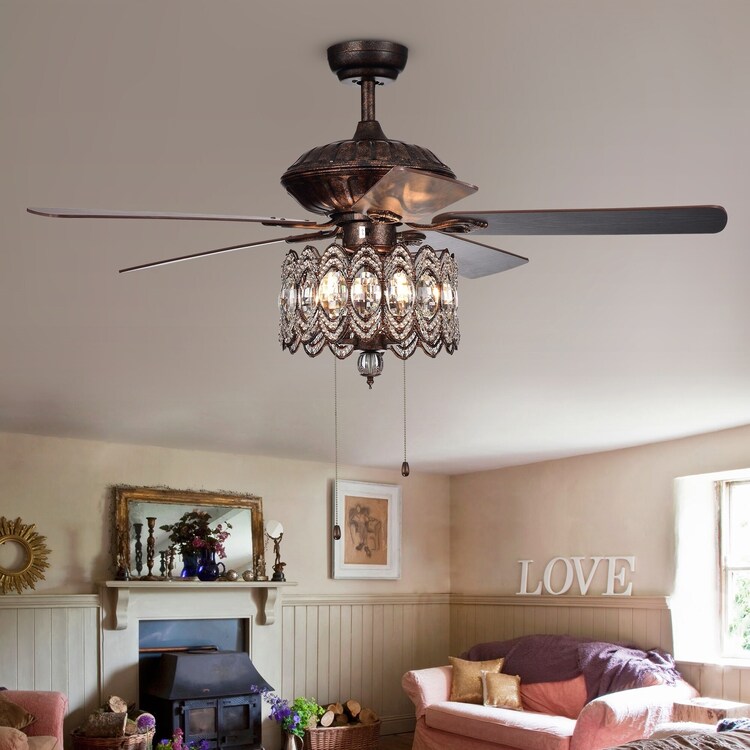 52-inch Rustic Bronze Chandelier Ceiling Fan