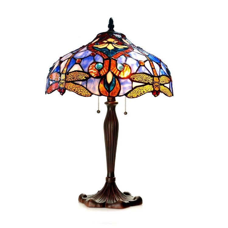 Julia Tiffany-Style 2 Light Dragonfly Table Lamp 17" Shade image - 1