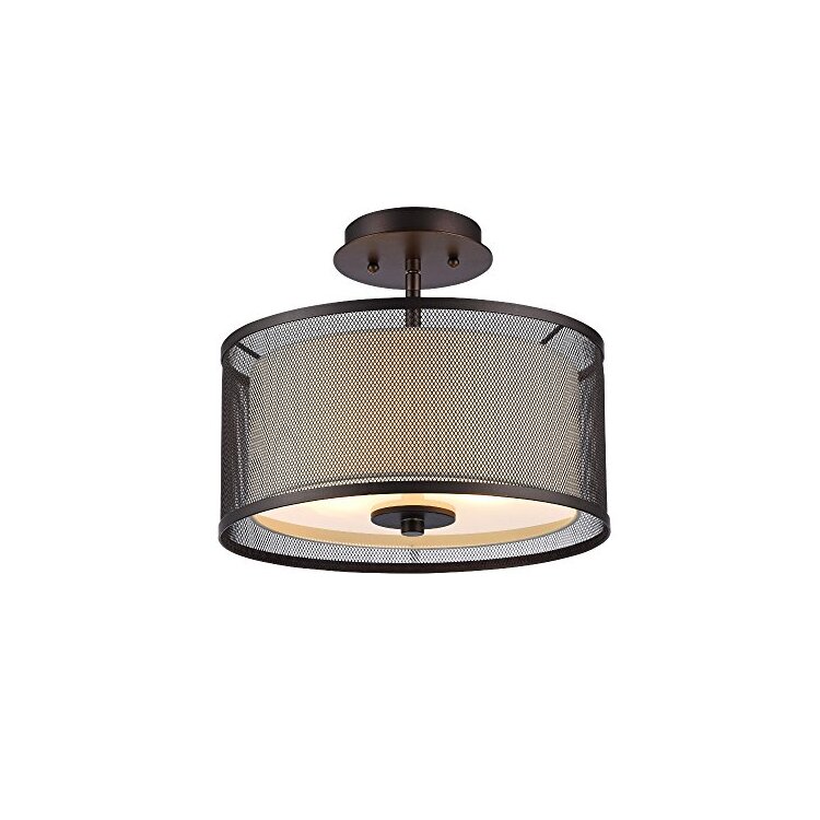 Chloe Lighting Rubbed Bronze Semi-Flush Ceiling Light Audrey 2-Light Fixture image - 1