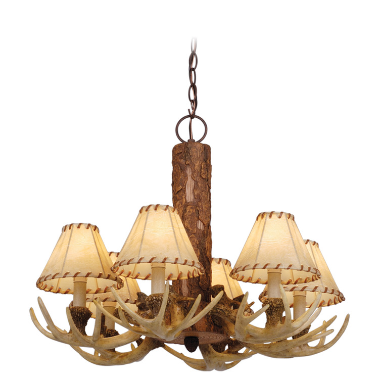 Vaxcel Lodge 6 Light Cream Rustic Antler Chandelier image - 1