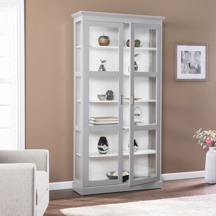 SEI Furniture Bardonton Tall Curio Grey/White