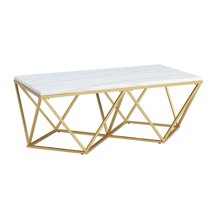 Picket House Furnishings Modern Gold & White Marble Coffee Table image - 1
