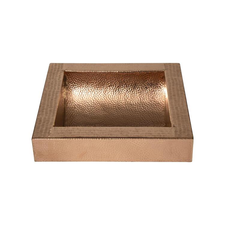 Hammered Copper Bathroom Sink 17 Inch Square Apron Curved Bottom - Space Enterprises image - 1
