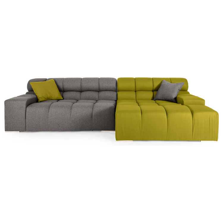 Kardiel Cubix Modular Cashmere Sofa Sectional, Deco Moss/Heather, Right