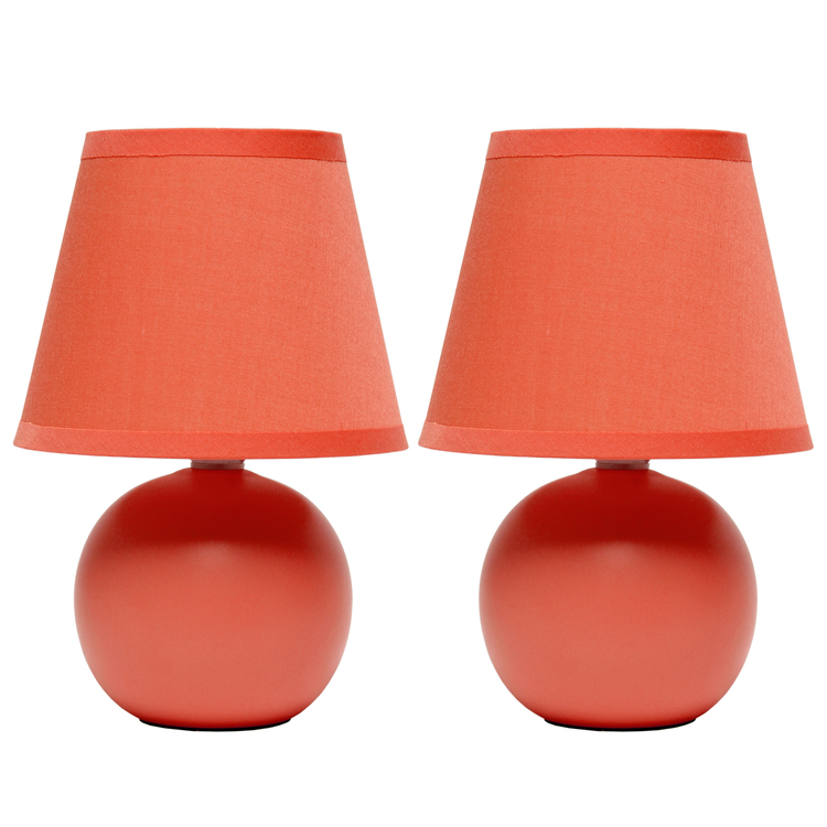 Traditional Ceramic Bedside Table Lamp Set Two Pack Orange image - 1