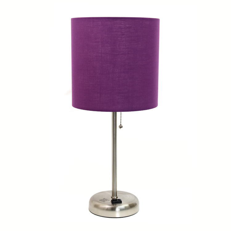 Contemporary Brushed Steel Bedside Table Lamp image - 1