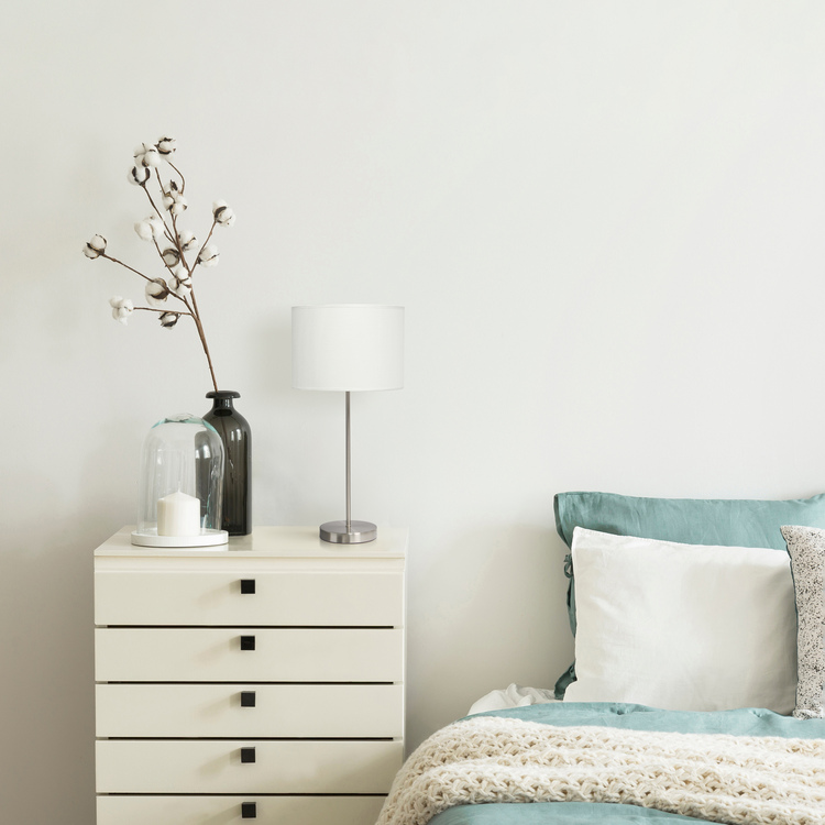 Creekwood Home 23" Essential Sleek and Slender Table Lamp, for Nightstand, Office, Living Room, Brushed Nickel with White Shade image - 1