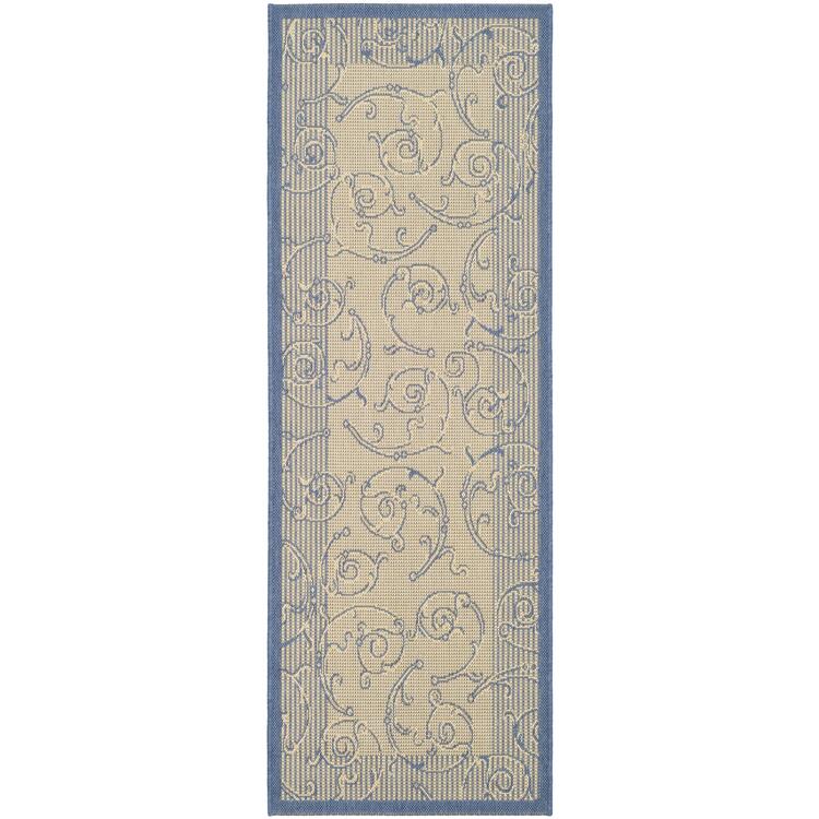 Transitional Rug - Courtyard Polypropylene -Natural/Blue image - 1