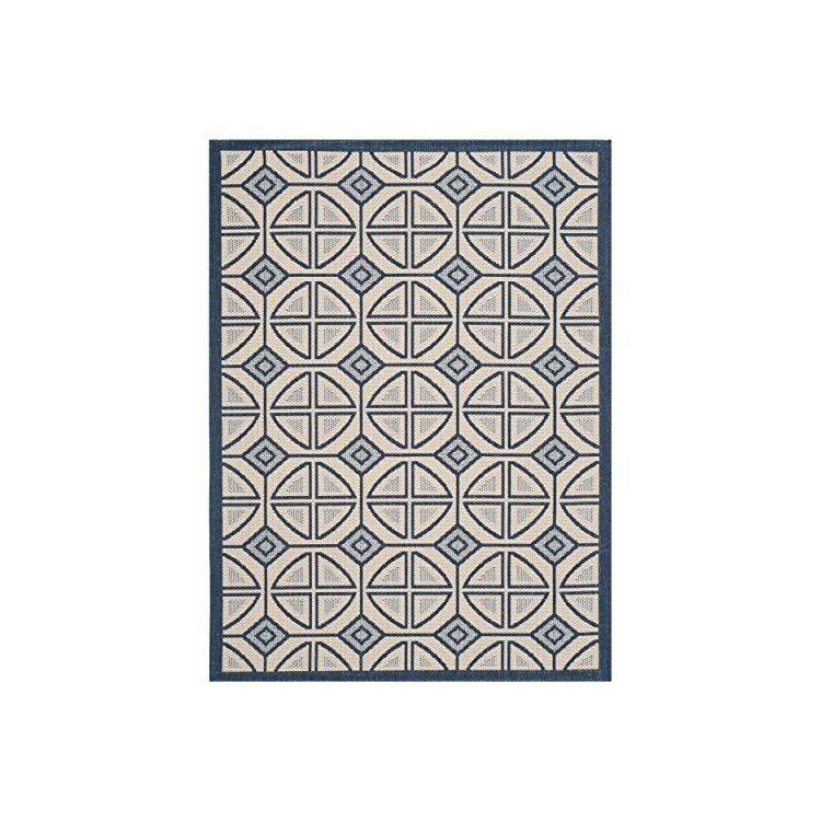 Transitional Polypropylene Rugs Beige/Navy 5x2.7ft Small Rectangular Size - Safavieh image - 1