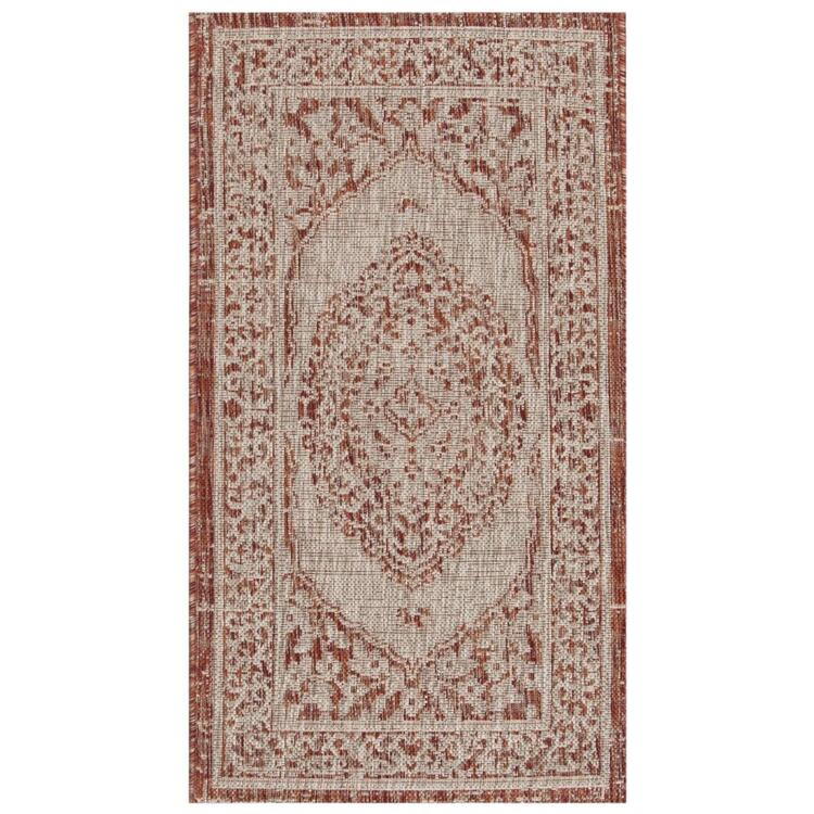 Light Beige/Terracotta Polypropylene Power Loomed Square Rug 6'7 x 6'7 - Safavieh image - 1