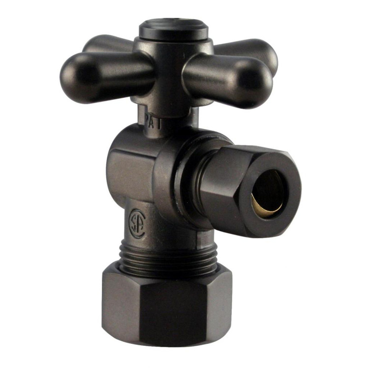 Westbrass Angle Stop, 5/8 in. OD x 3/8 in. OD - 1/4-Turn Cross Handle in Oil Rubbed Bronze image - 1