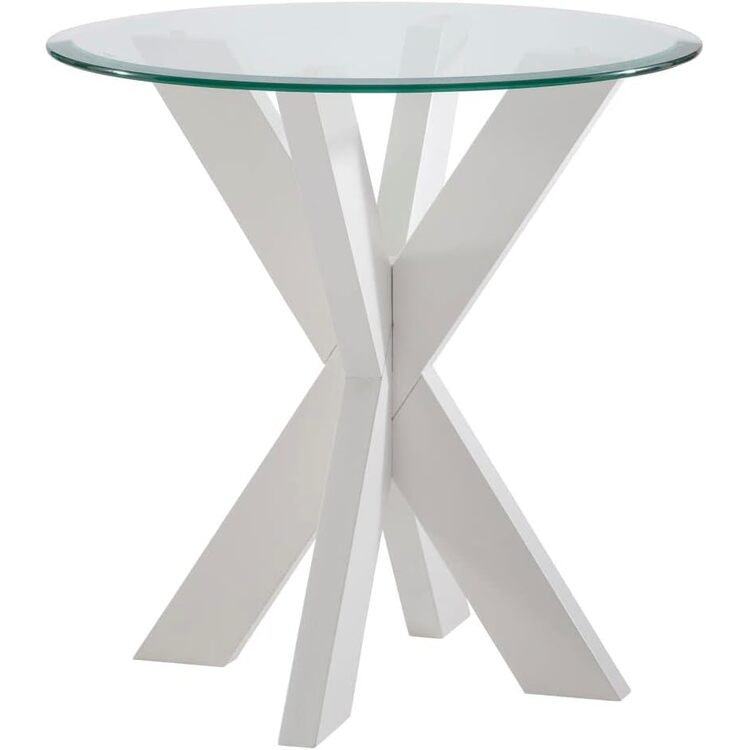 Linon Adler X Base Side Table With Glass