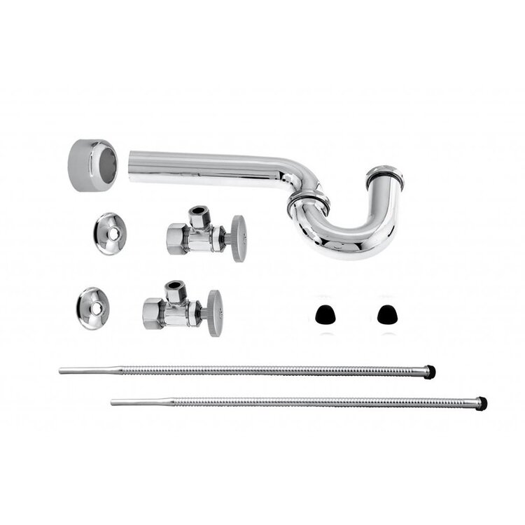 Pedestal Lavatory Kit with Round Handles and Polished Chrome Finish - Westbrass image - 1