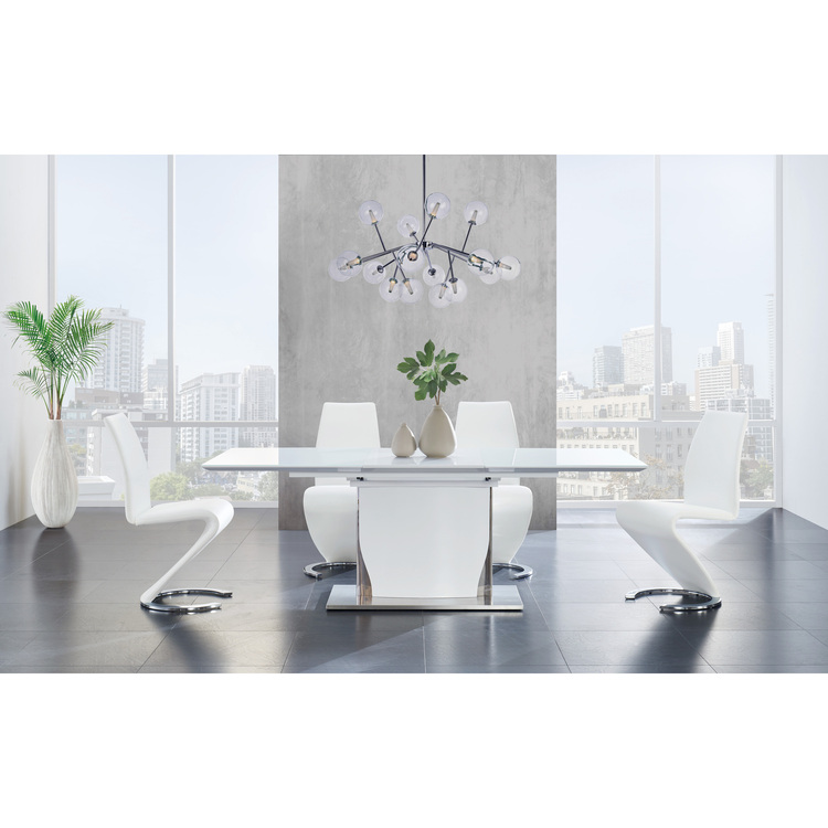 White Lacquer Dining Table with Butterfly Leaf Extension - Global Furniture USA image - 1