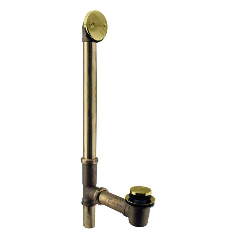 Westbrass Tip Toe Bath Waste - 22 in. Make-Up, 20 Ga. Tubing in Polished Brass image - 1